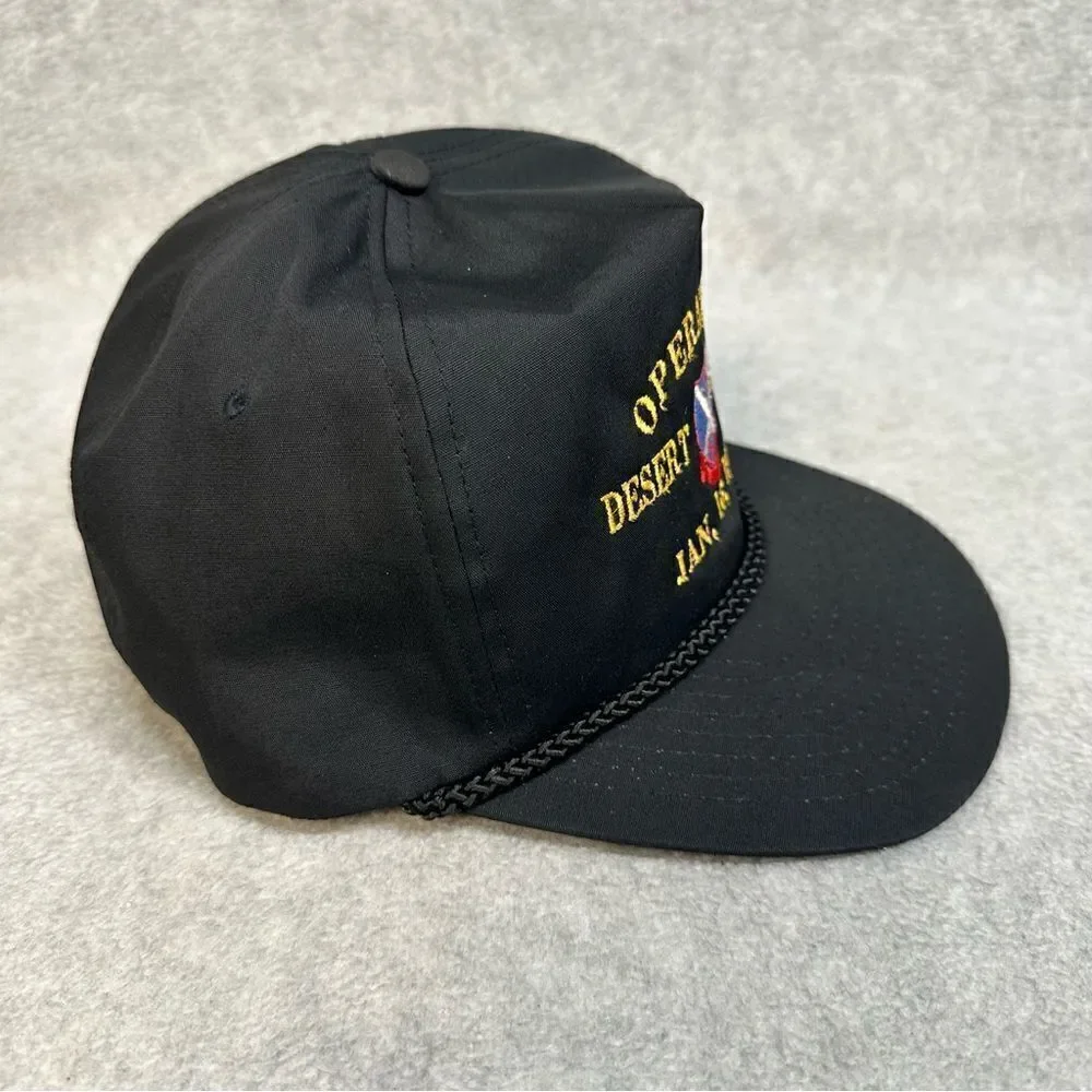 Operation Desert Storm Hat Adult‎ OSFA Black 5 Panel SnapBack Rope Brim Classic